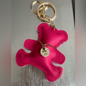 Pink Bear Bag Charm/Keychain with Gold Accents